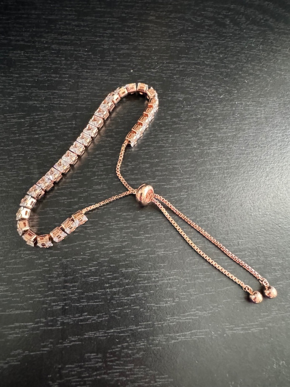 Rose Gold Baguette Cut Tennis Bracelet